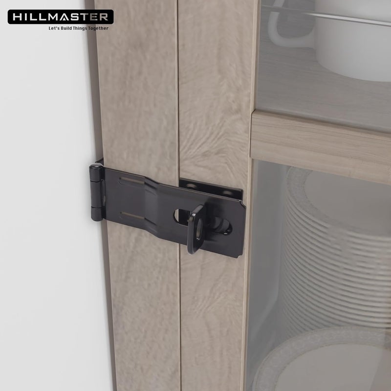HILLMASTER Swivel Staple Safety Hasps, 4-1/2" Gate Door Hasp Latch with Twist Knob Safety Padlock Clasp Lock for Fence, Gate, Cabinet, Barn Door, Shed, Black - Image 4